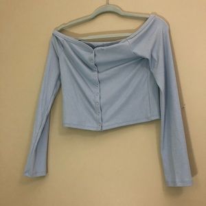 Light-Blue Off-Shoulder-Top